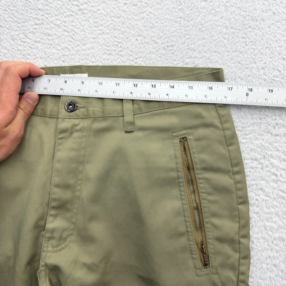 J. Crew Mens Olive Green Cotton Nylon Zipper Cargo Flight Pants 34x32 Vintage